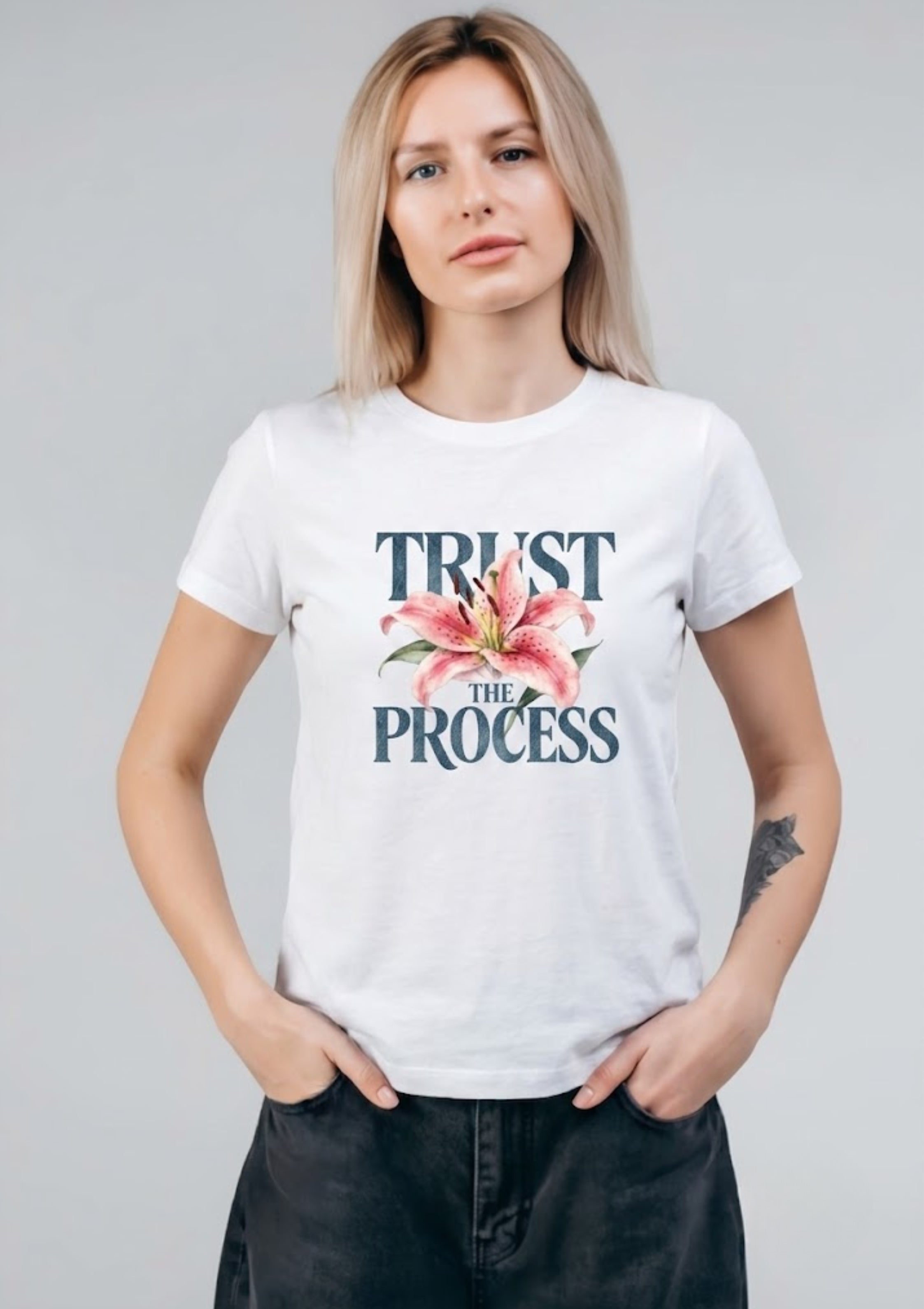 Trust the Process Floral Graphic Printed T-Shirt for Women | 100% Cotton | Casual Everyday Wear