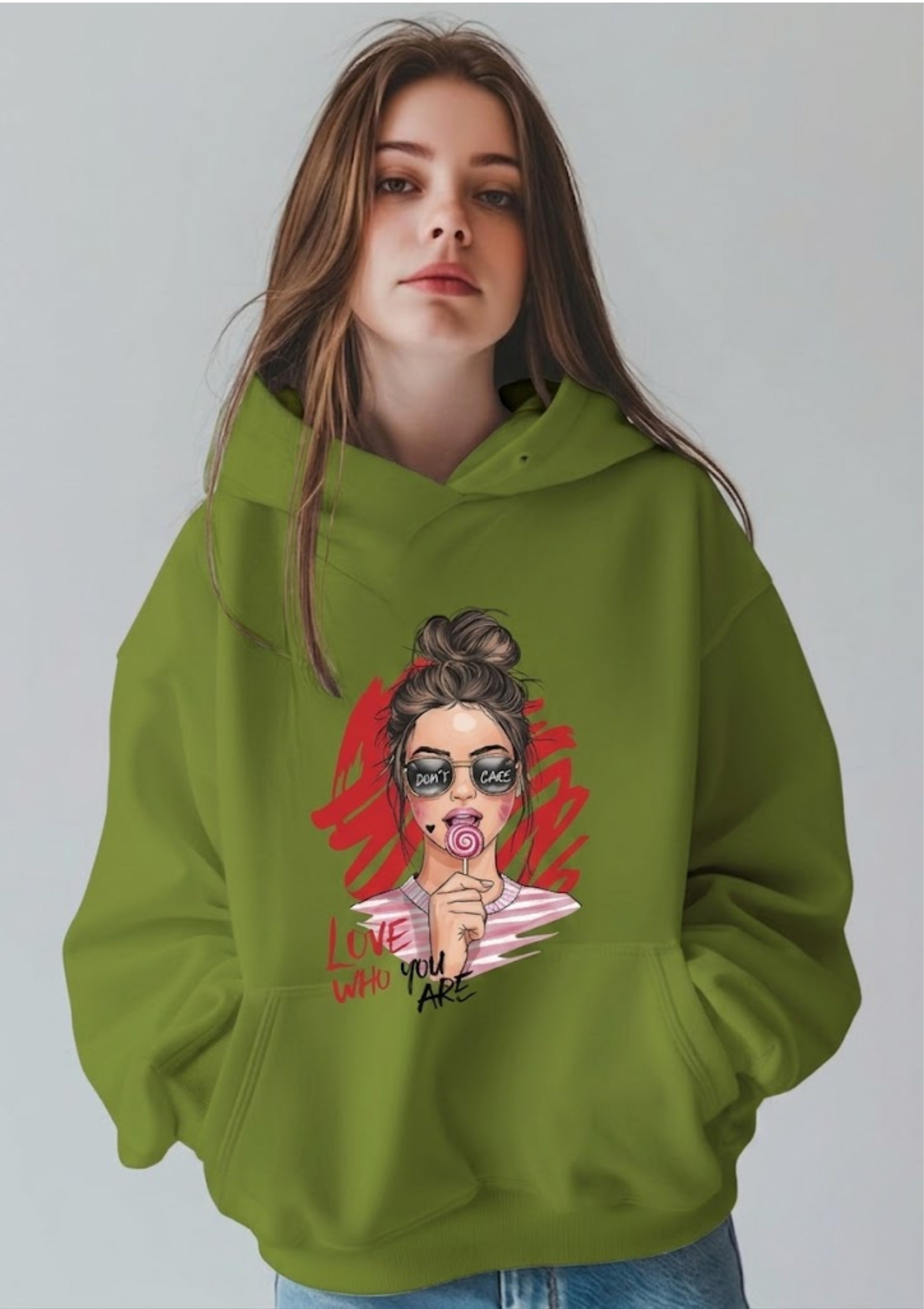 Love Who You Are Girl Graphic Printed Hoodie for Women | 350 GSM | Premium Comfort | Casual Streetwear