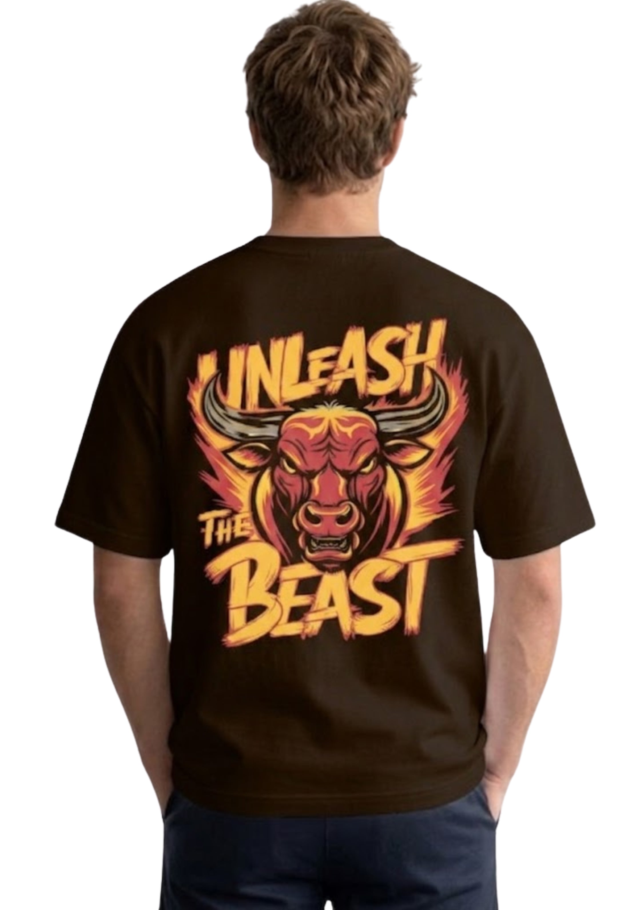 Fierce Bull Graphic Back Print Oversized T-Shirt | 100% Cotton | 220 GSM