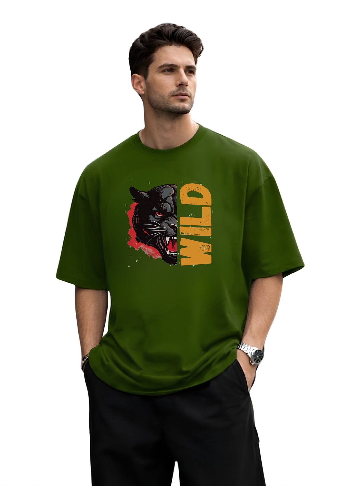 Roaring Black Panther Oversized T-Shirt | Mars Mash