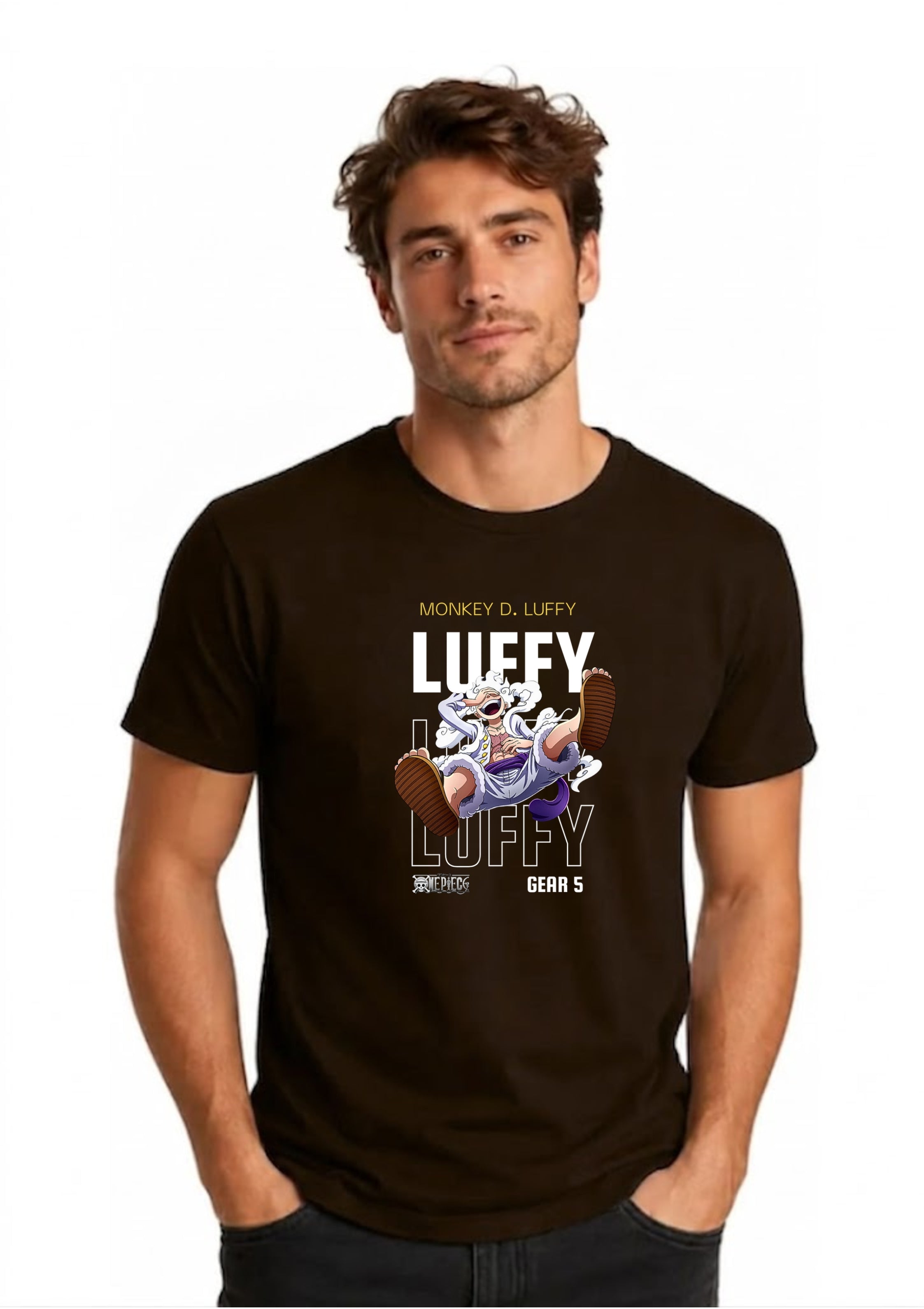 Monkey D. Luffy Anime Printed Regular Fit T-Shirt | 100% Cotton | 180 GSM