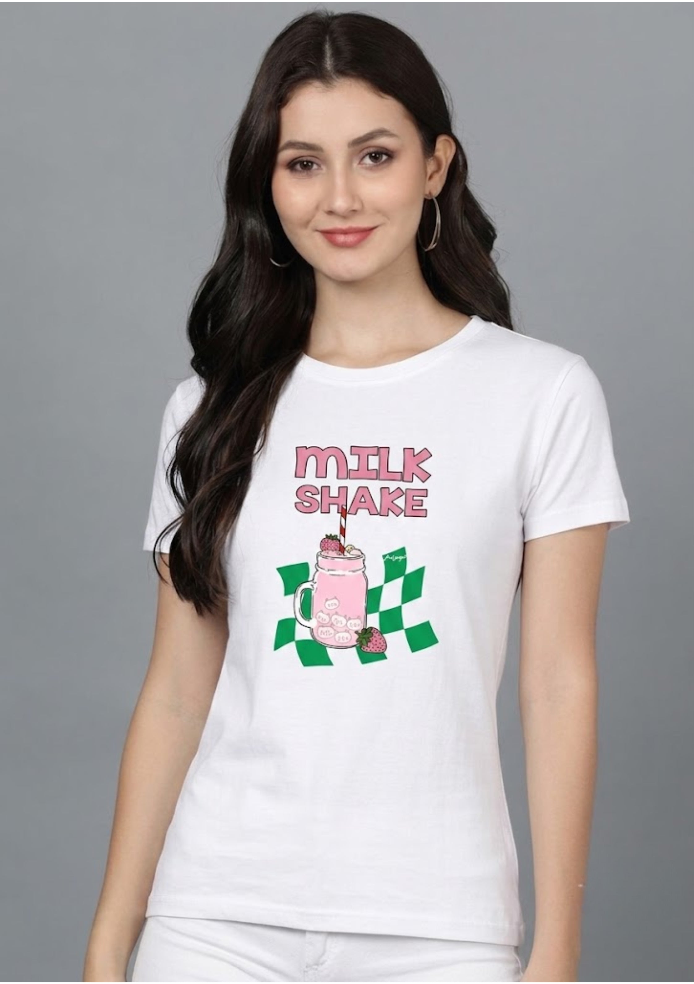 Milk Shake Graphic Printed T-Shirt for Women | 100% Cotton | Casual Everyday Wear