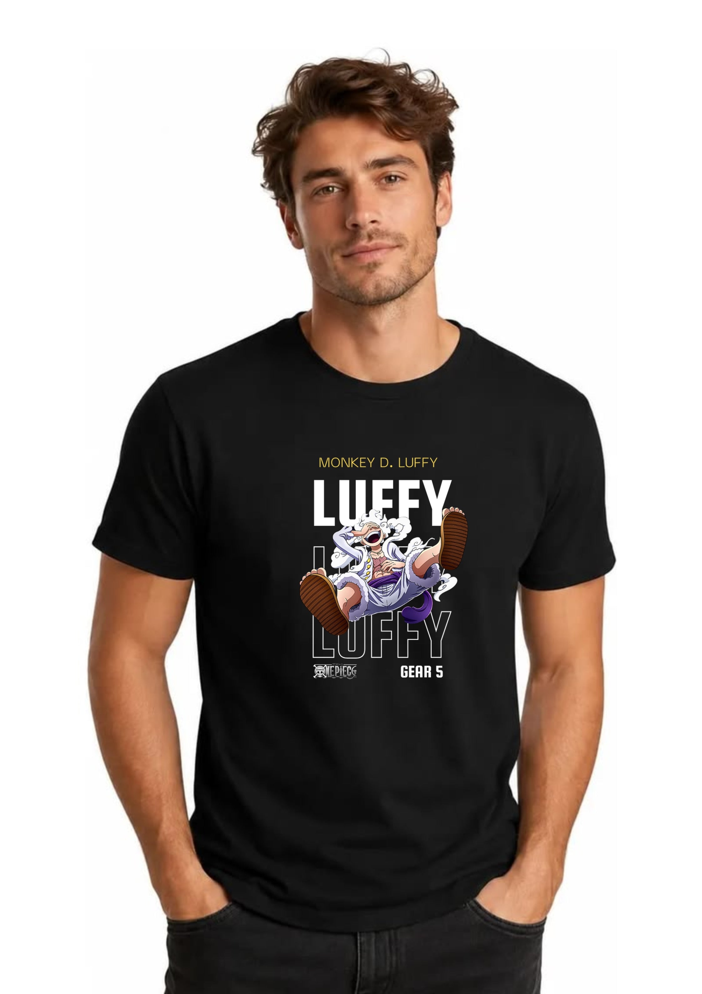 Monkey D. Luffy Anime Printed Regular Fit T-Shirt | 100% Cotton | 180 GSM