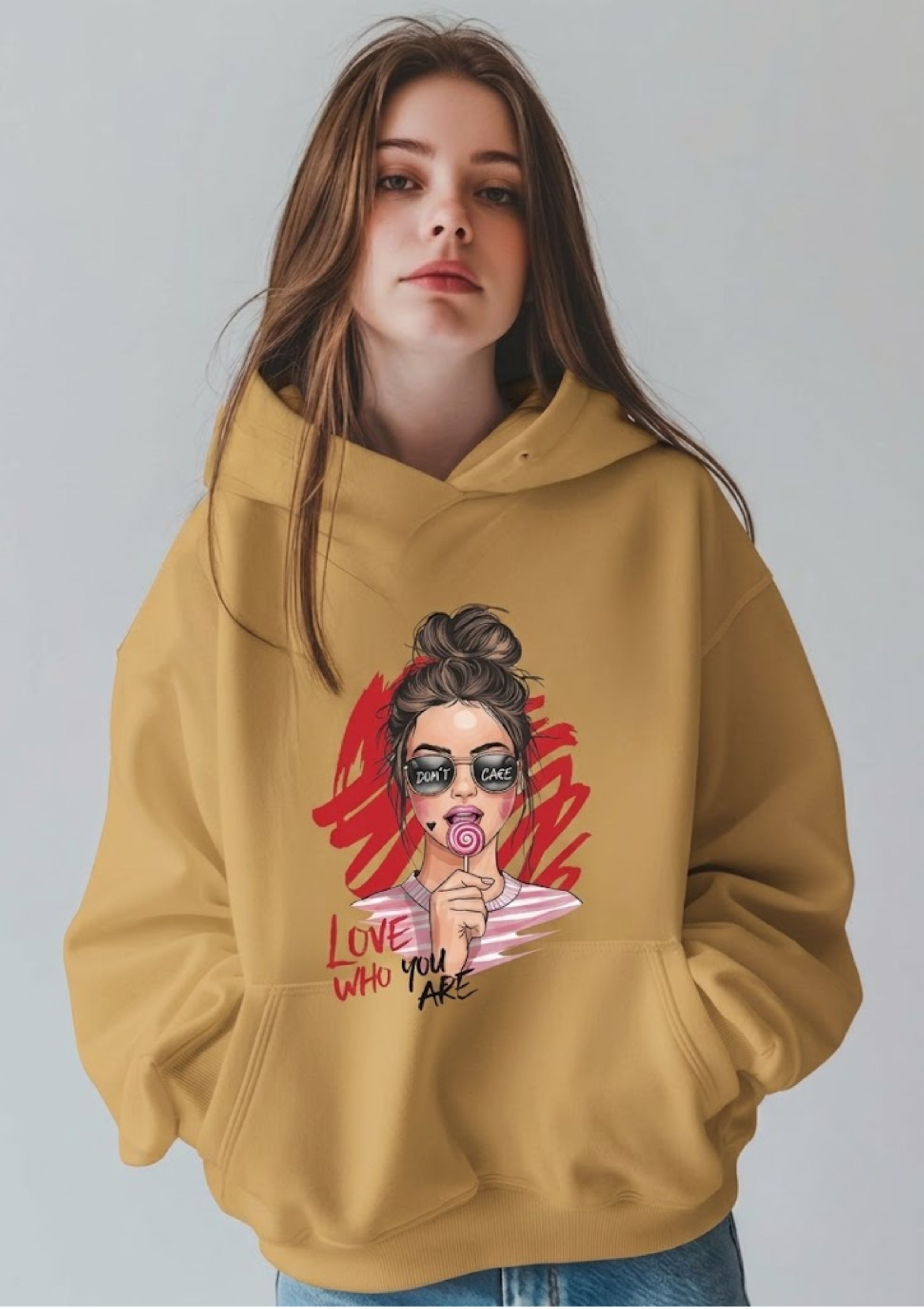 Love Who You Are Girl Graphic Printed Hoodie for Women | 350 GSM | Premium Comfort | Casual Streetwear