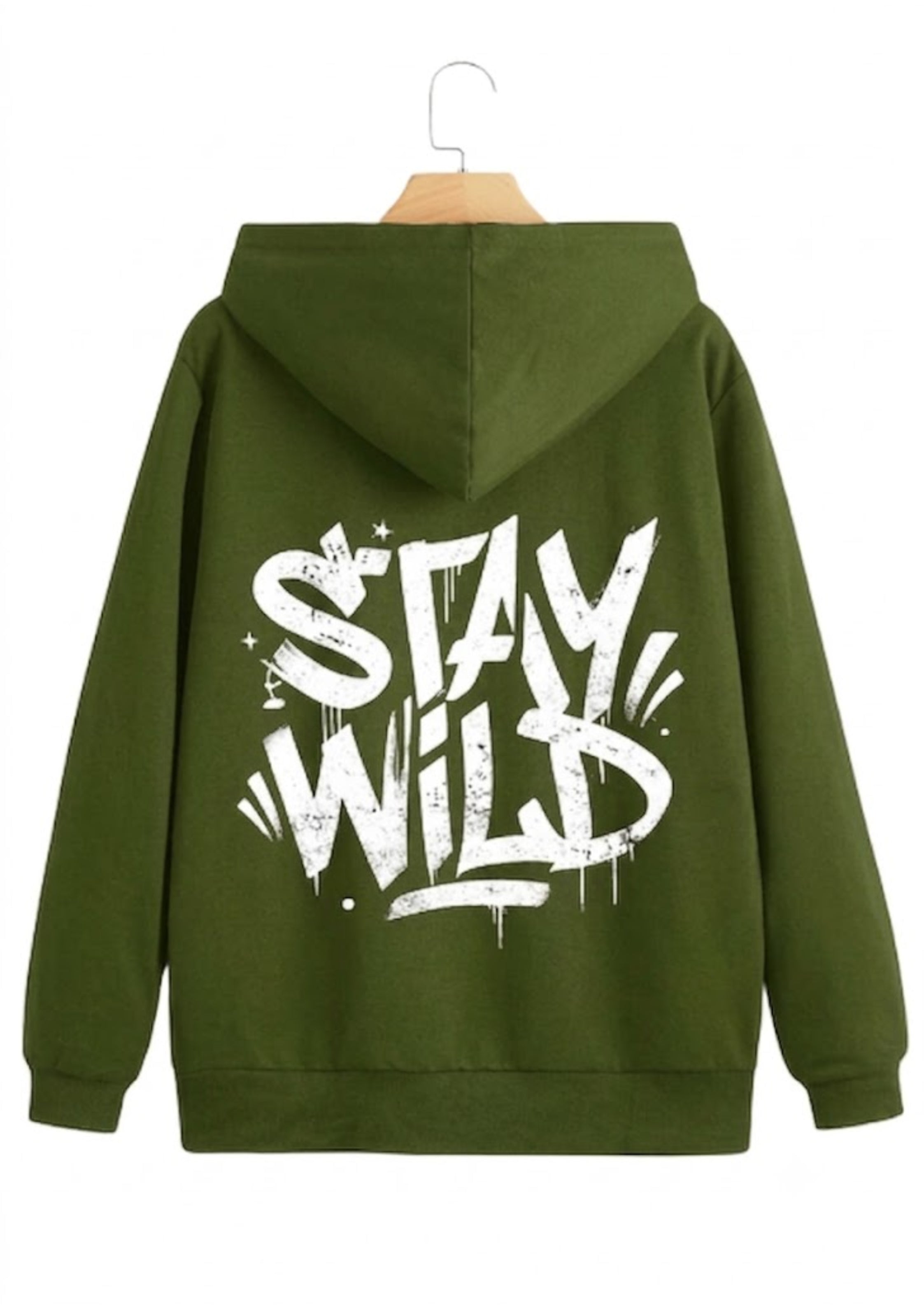 Stay Wild Typography Printed Hoodie for Men | 350 GSM | Premium Comfort | Casual Streetwear