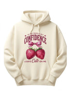 Confidence Strawberry Graphic Printed Hoodie for Women | 350 GSM | Premium Comfort | Casual Streetwear