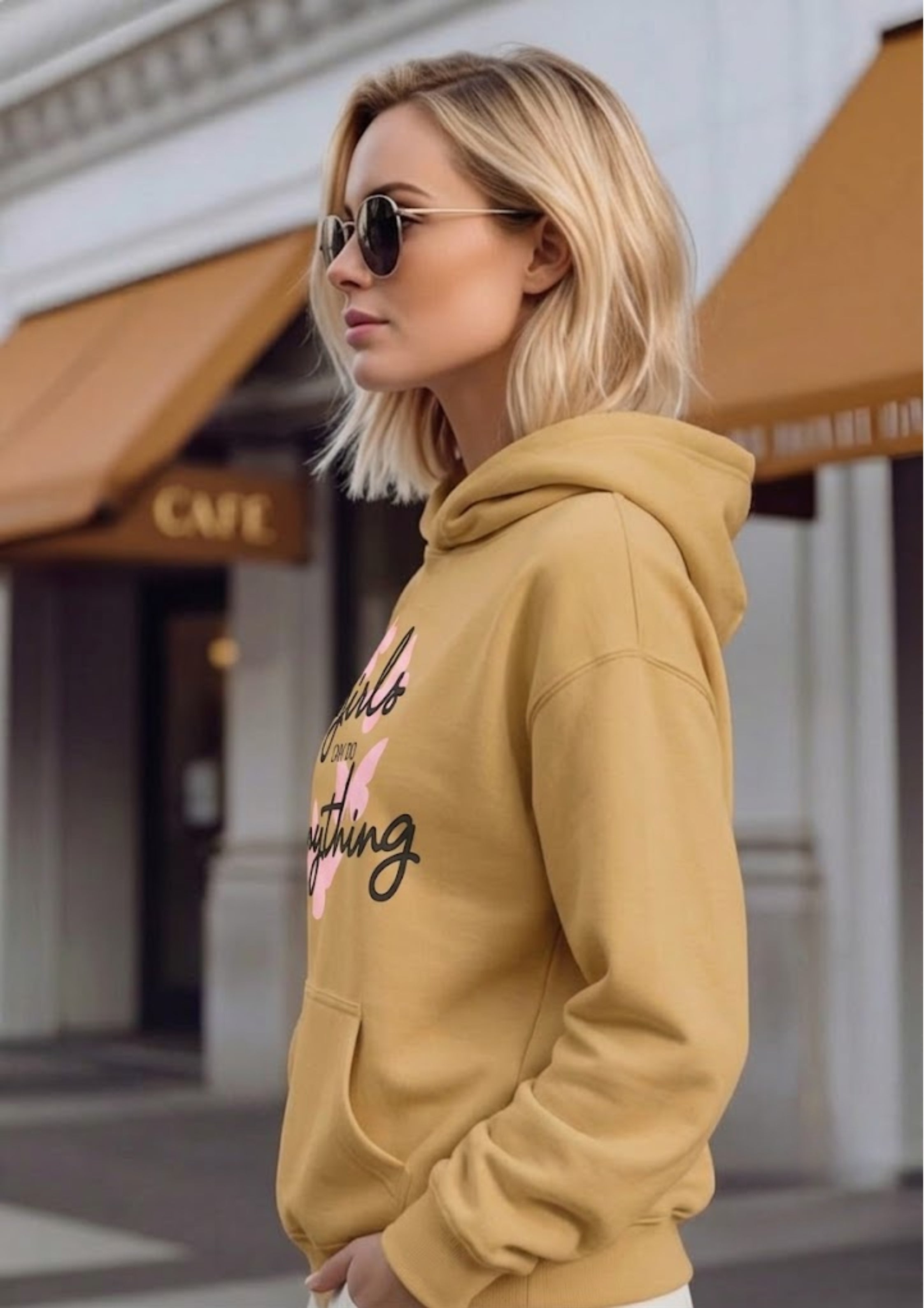 Girls Can Do Anything Typography Printed Hoodie for Women | 350 GSM | Premium Comfort | Casual Streetwear
