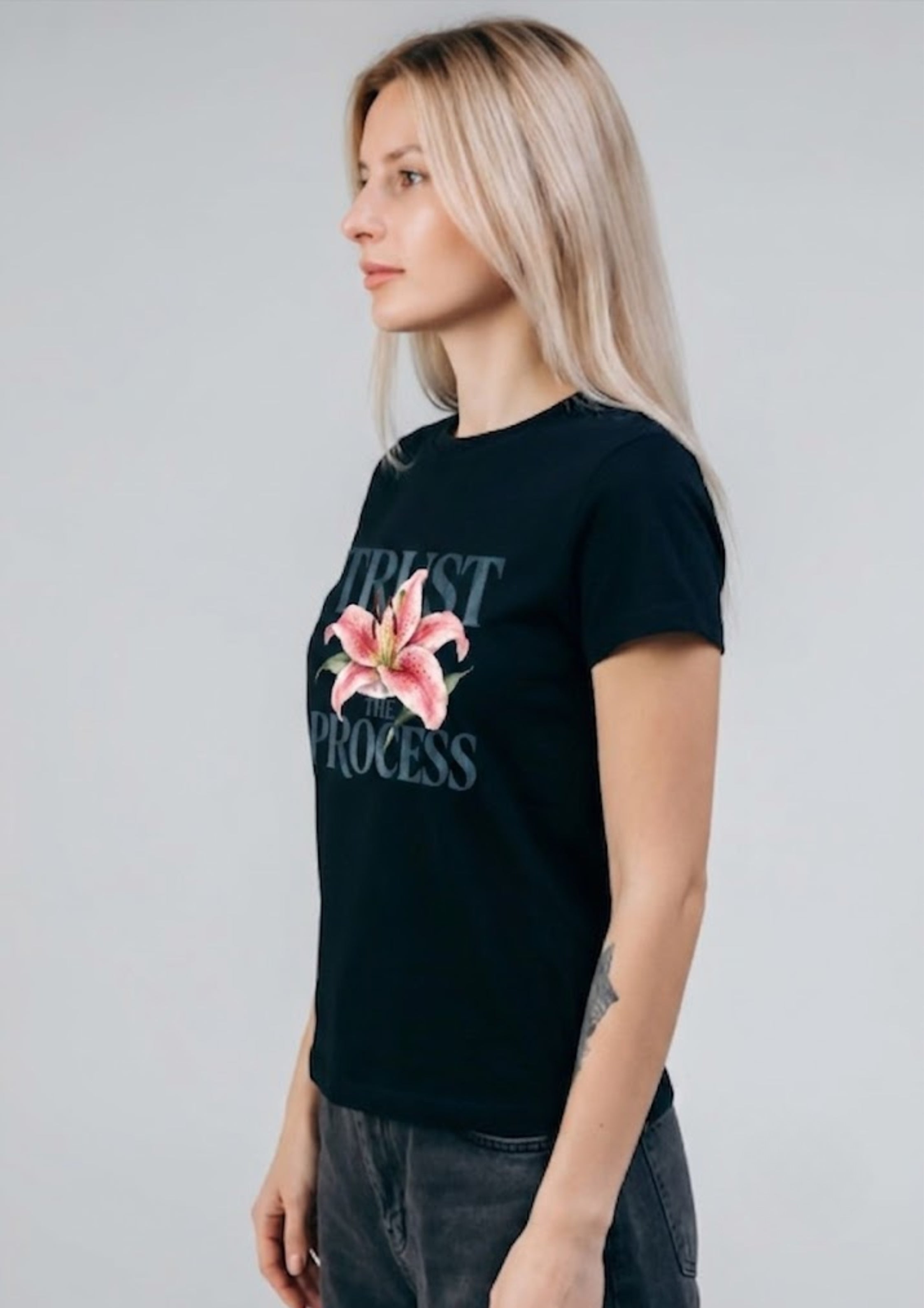 Trust the Process Floral Graphic Printed T-Shirt for Women | 100% Cotton | Casual Everyday Wear