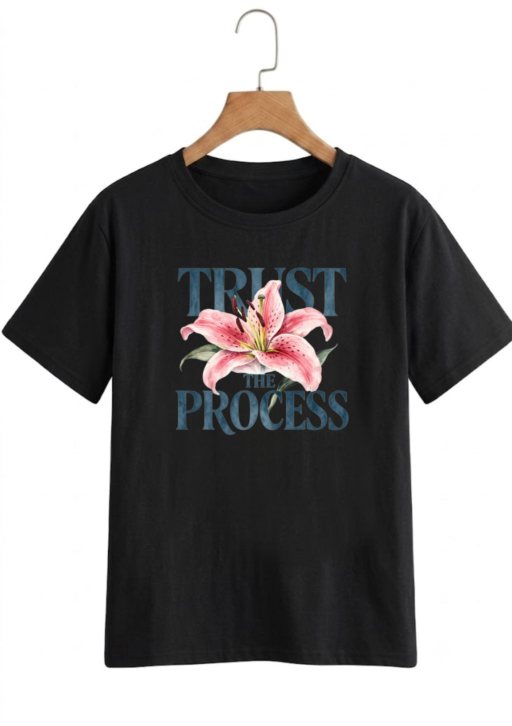 Trust the Process Floral Graphic Printed T-Shirt for Women | 100% Cotton | Casual Everyday Wear