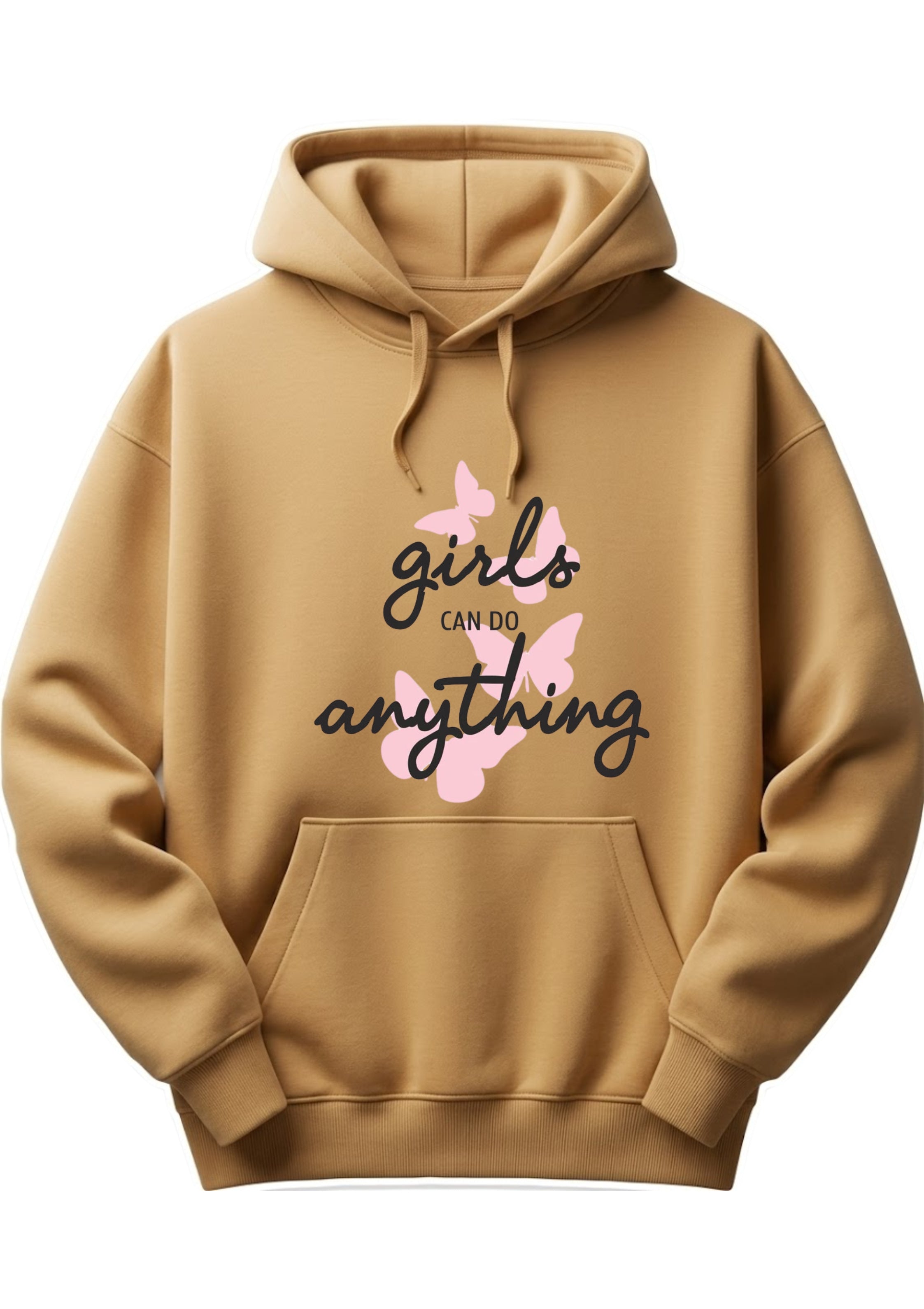 Girls Can Do Anything Typography Printed Hoodie for Women | 350 GSM | Premium Comfort | Casual Streetwear