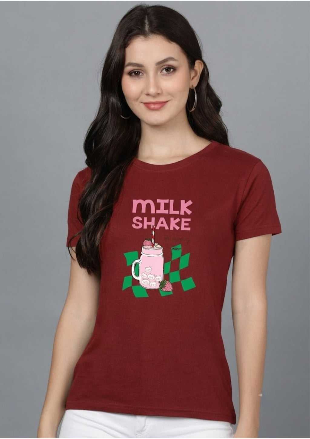 Milk Shake Graphic Printed T-Shirt for Women | 100% Cotton | Casual Everyday Wear