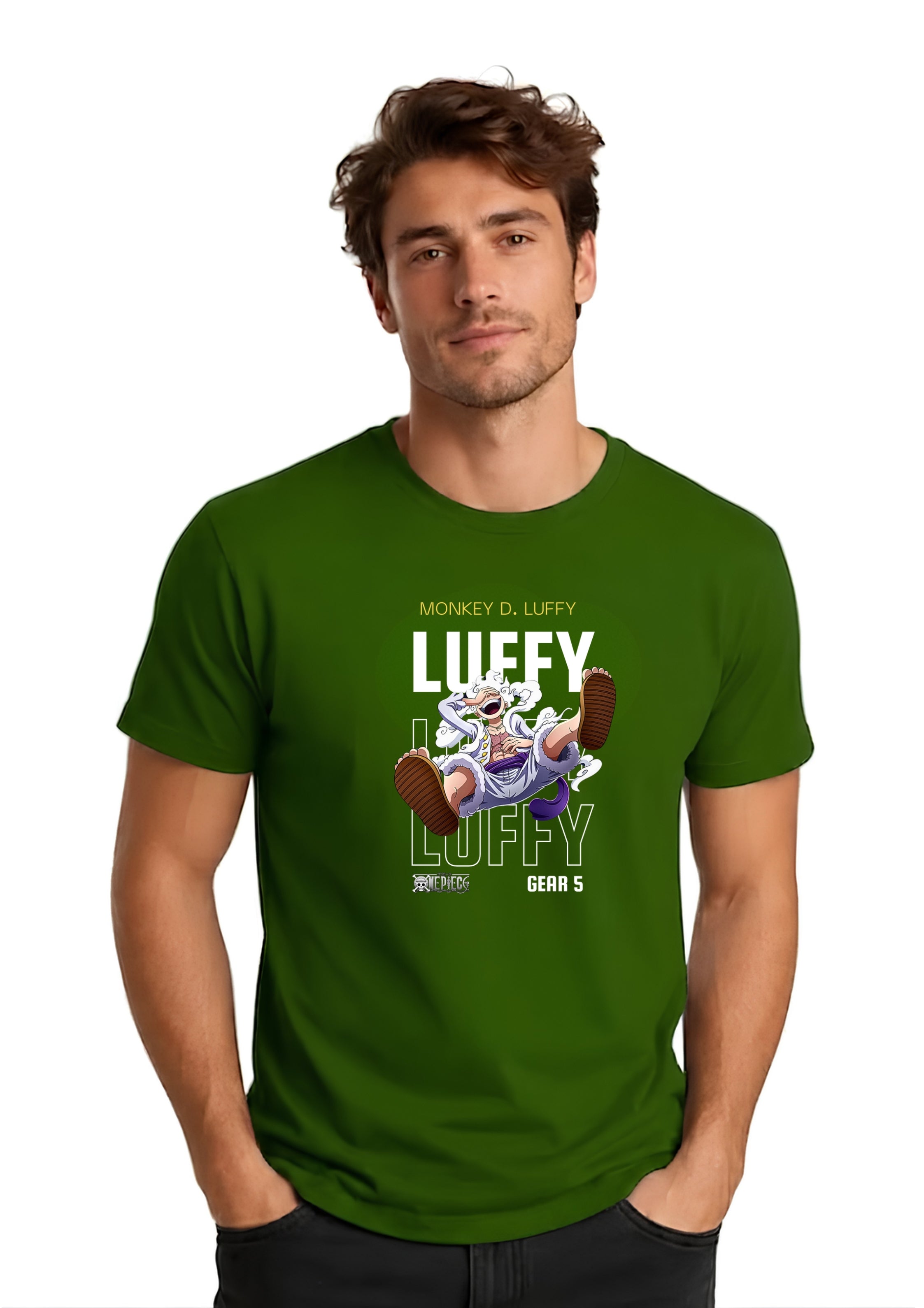 Monkey D. Luffy Anime Printed Regular Fit T-Shirt | 100% Cotton | 180 GSM