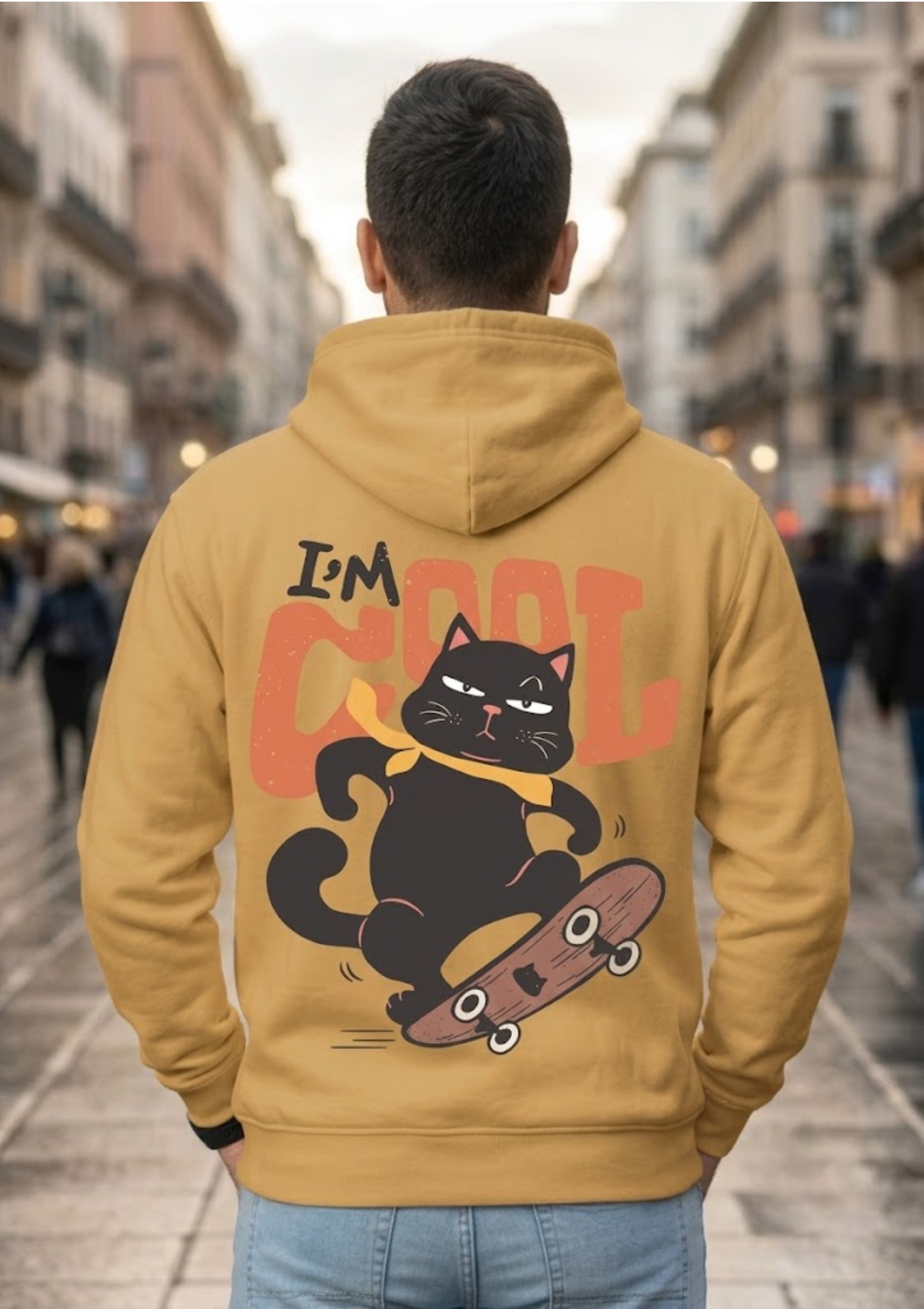 I'm Cool Cat Graphic Printed Hoodie for Men | 350 GSM | Premium Comfort | Casual Streetwear