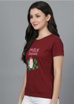 Milk Shake Graphic Printed T-Shirt for Women | 100% Cotton | Casual Everyday Wear