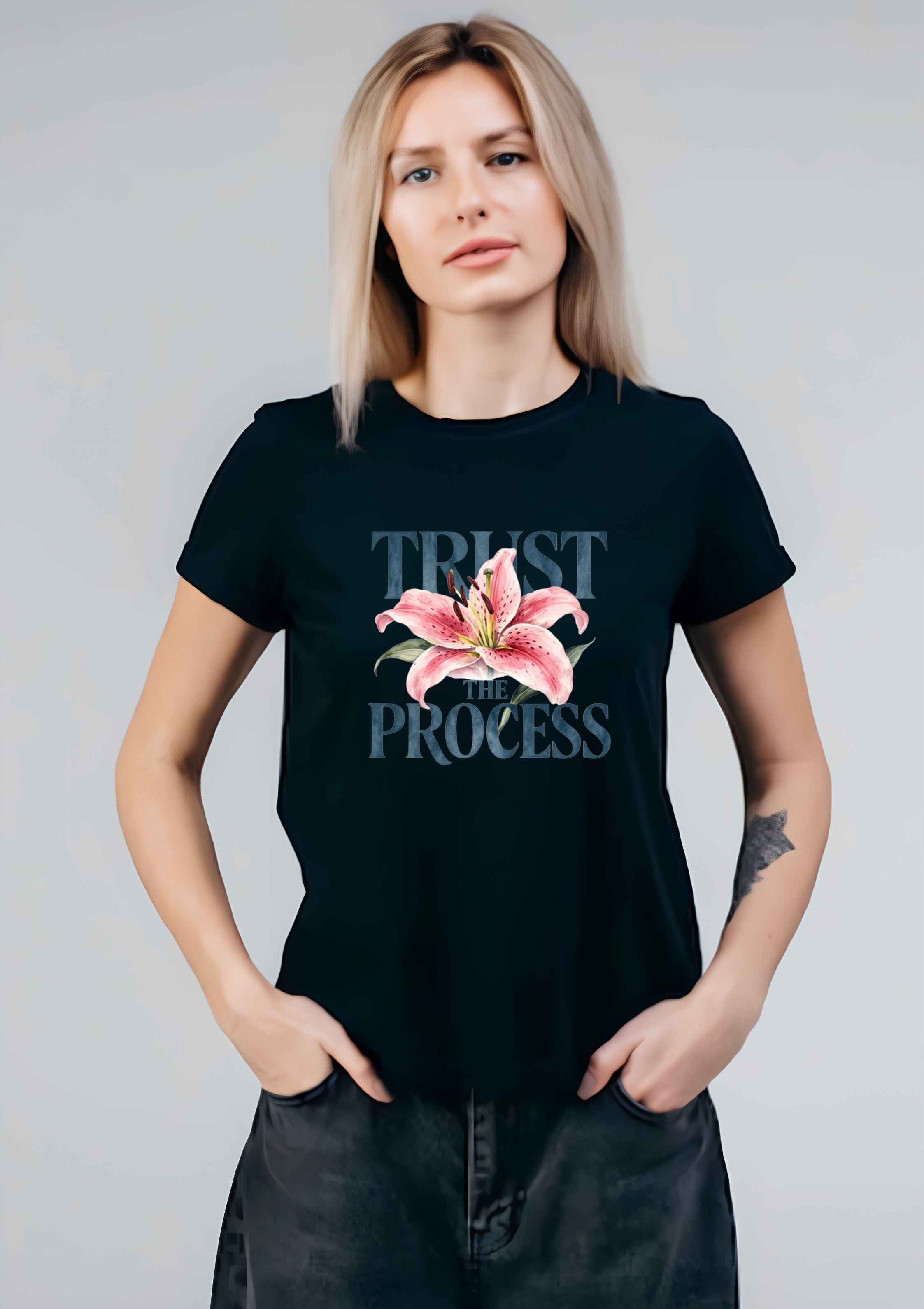 Trust the Process Floral Graphic Printed T-Shirt for Women | 100% Cotton | Casual Everyday Wear
