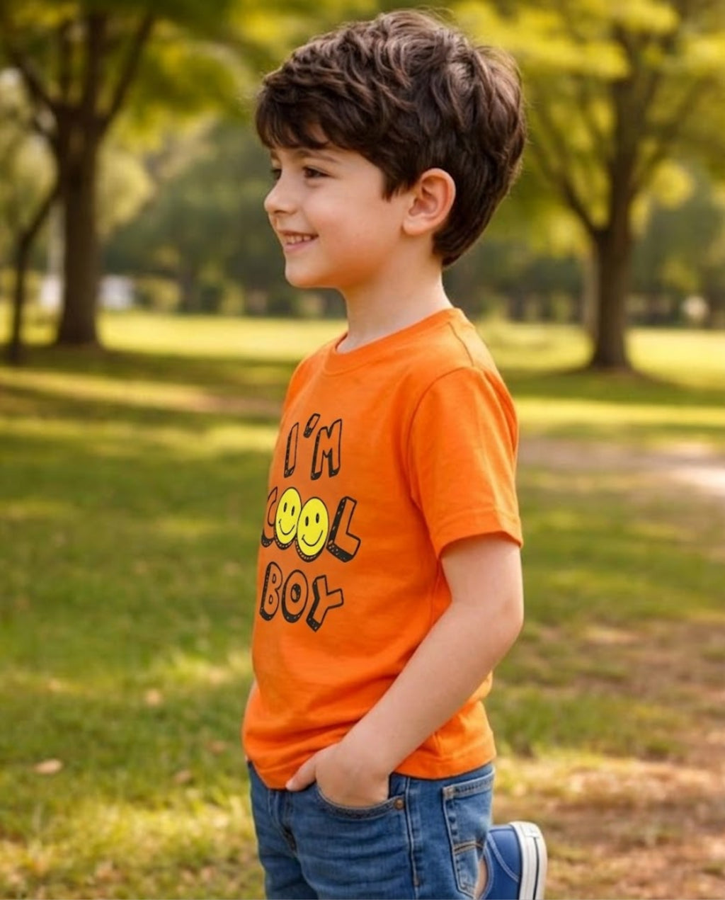 I’m Cool Boy Smiley Graphic T-Shirt for Kids | 100% Cotton | Premium Comfort