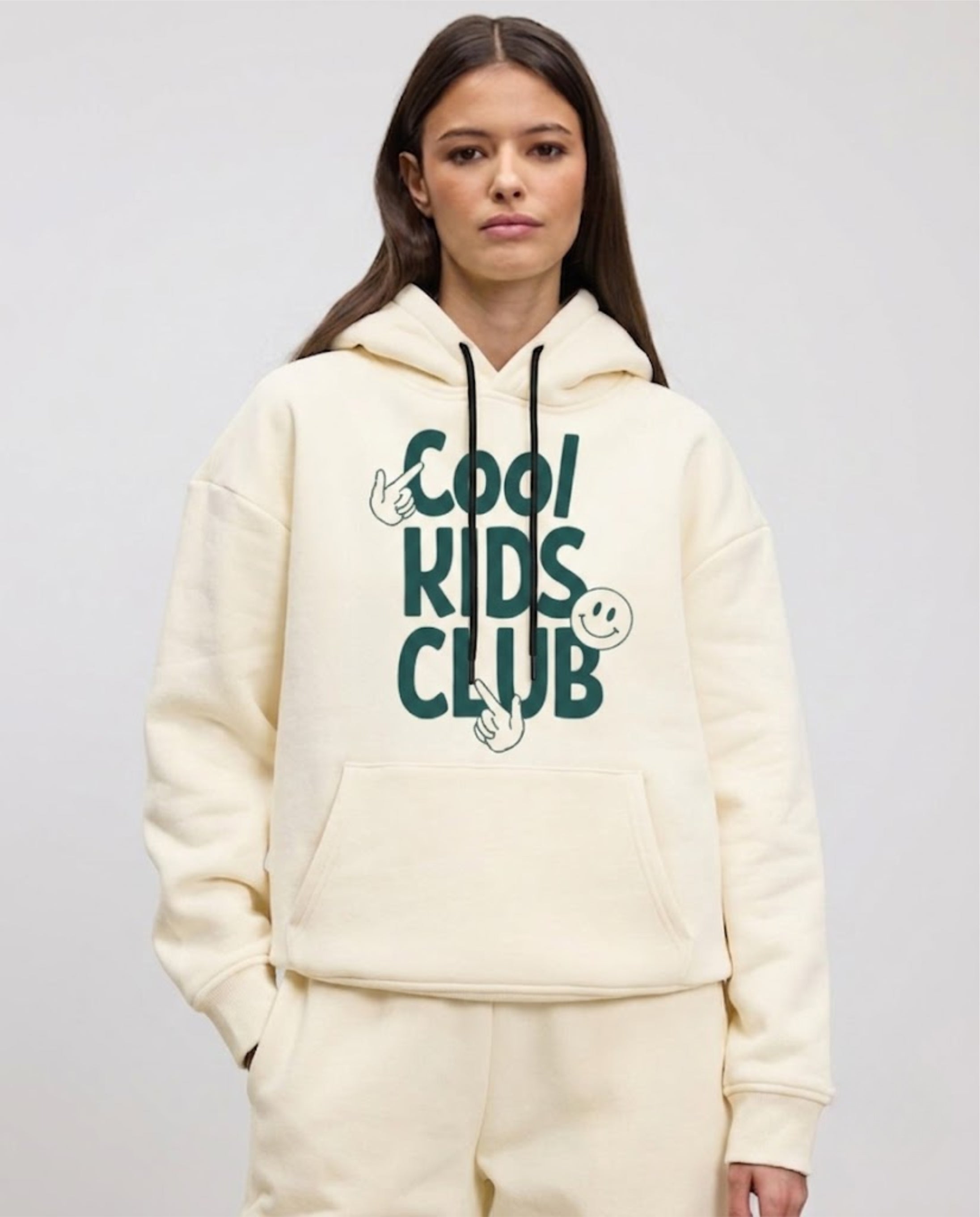 Cool Kids Club Typography Printed Hoodie for Women | 350 GSM | Premium Comfort | Casual Streetwear