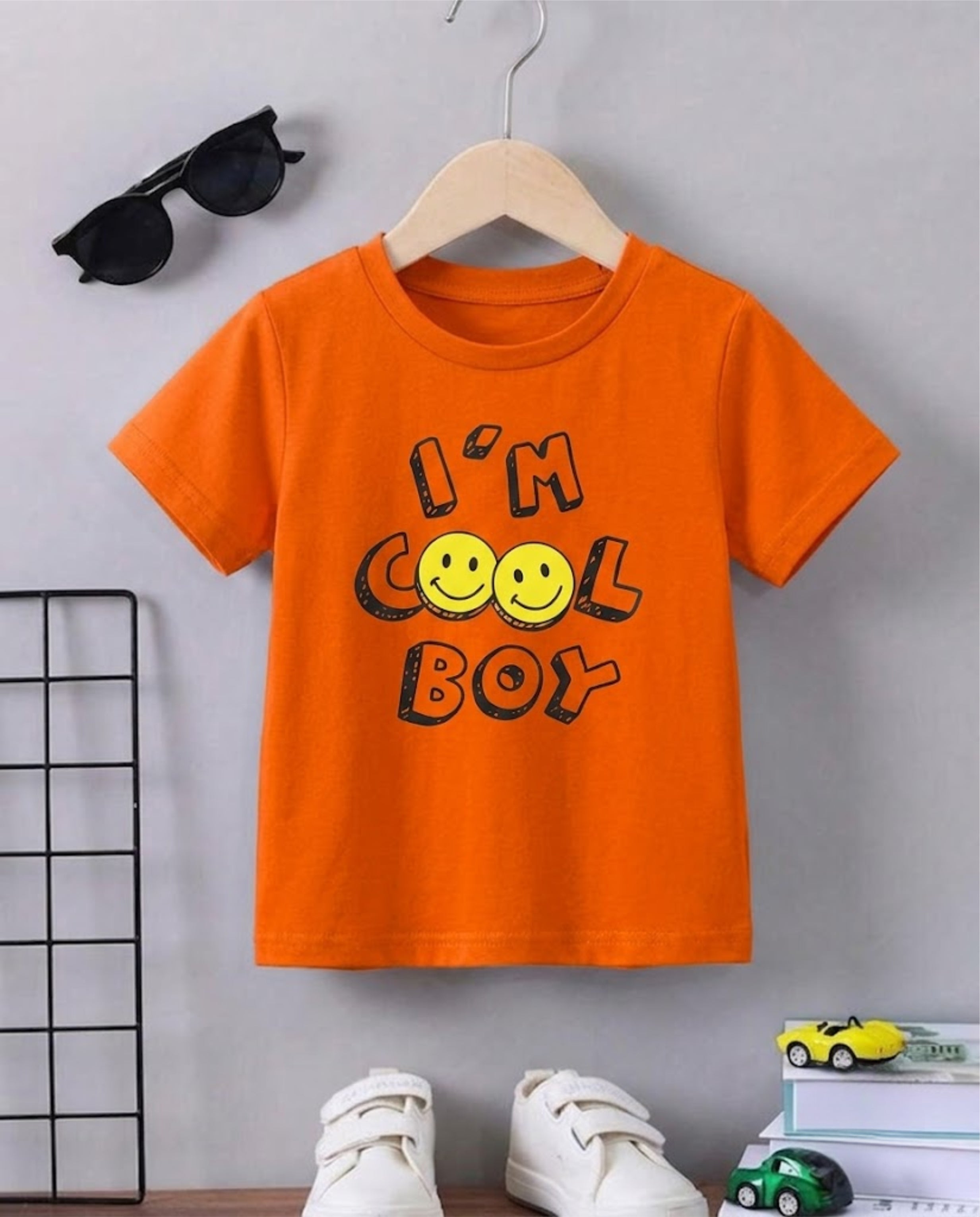 I’m Cool Boy Smiley Graphic T-Shirt for Kids | 100% Cotton | Premium Comfort