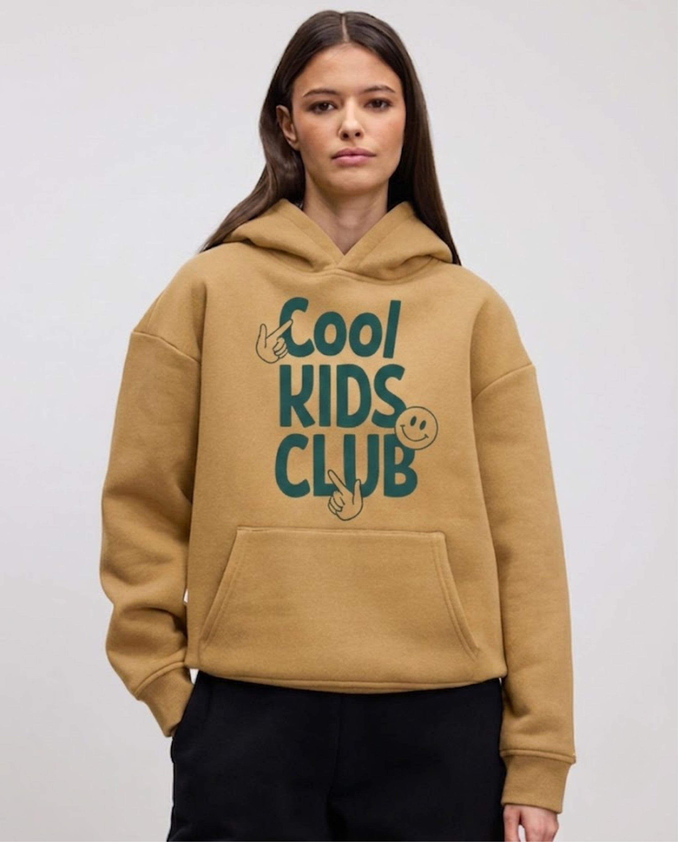 Cool Kids Club Typography Printed Hoodie for Women | 350 GSM | Premium Comfort | Casual Streetwear