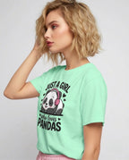 Cute Panda Graphic Printed T-Shirt for Women | 100% Cotton | Casual Everyday Wear