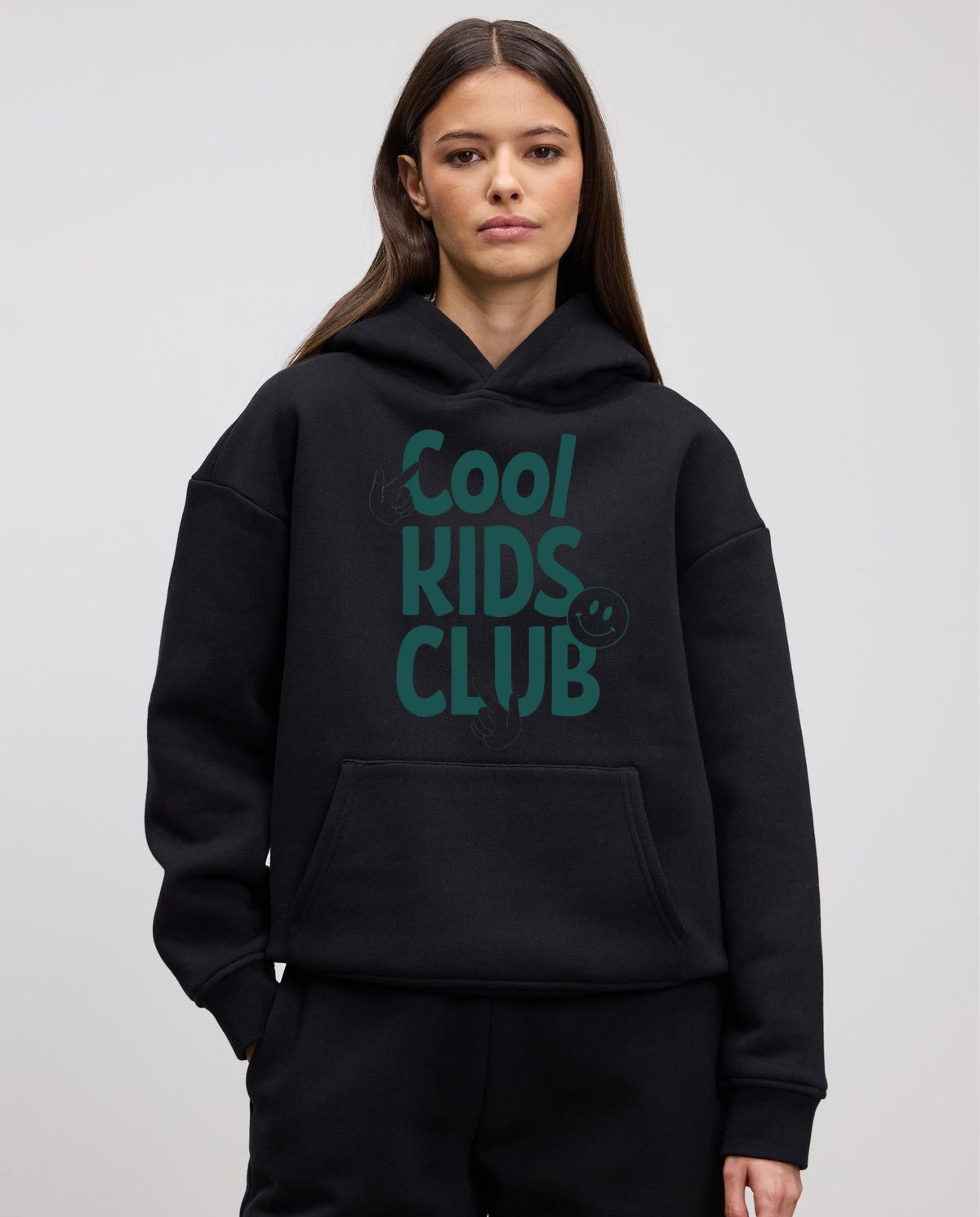Cool Kids Club Typography Printed Hoodie for Women | 350 GSM | Premium Comfort | Casual Streetwear