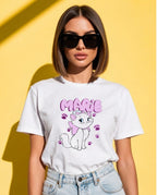 Marie Cat Graphic Printed T-Shirt for Women | 100% Cotton | Casual Everyday Wear